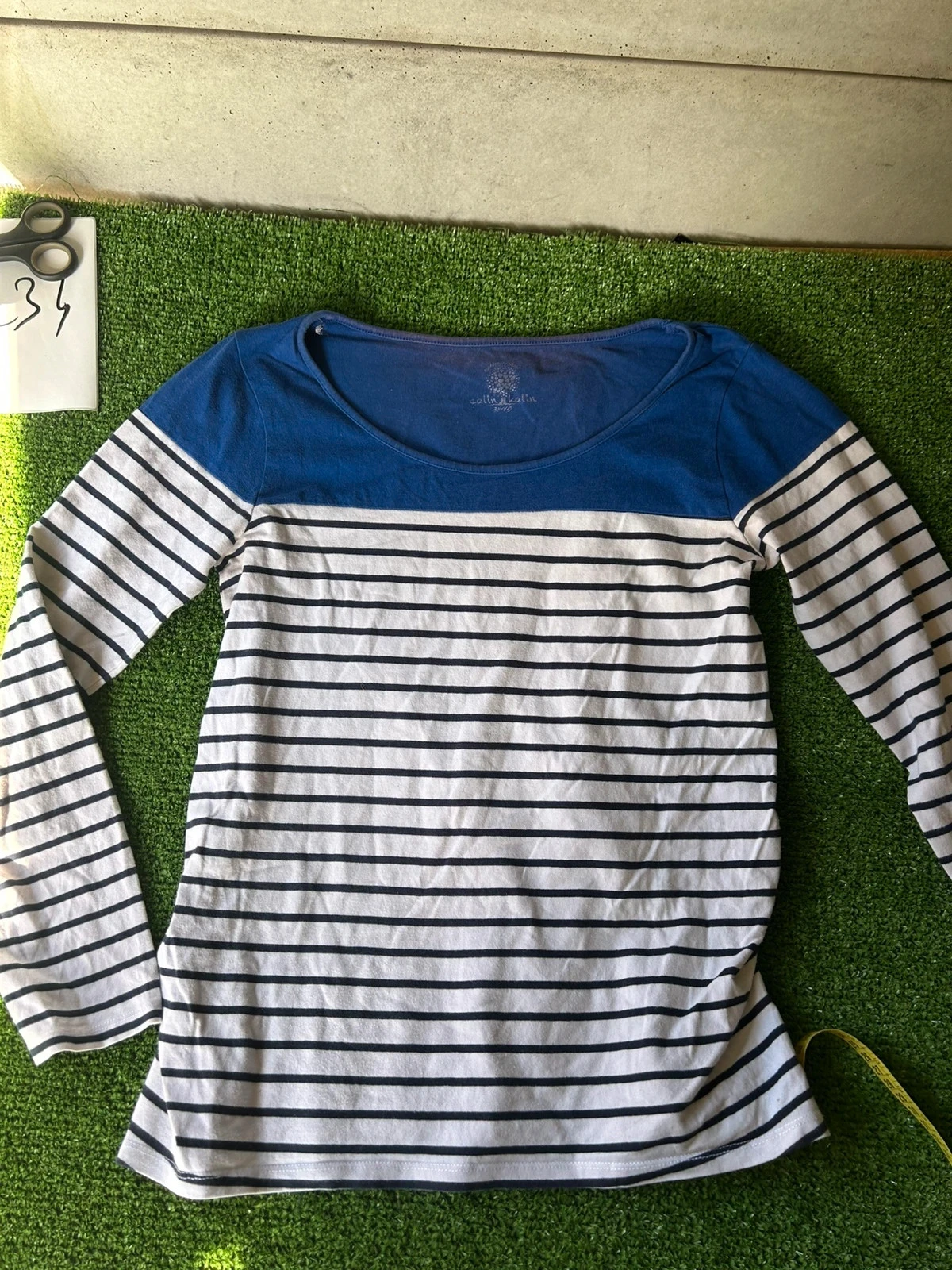 Blouse à manches longues bleu marine blanc calin kalin